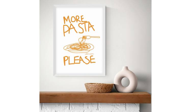 East End Prints More Pasta Please White Frame Art Print - A2