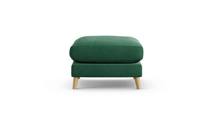 Habitat Lomond Fabric Footstool - Green - Ash Leg