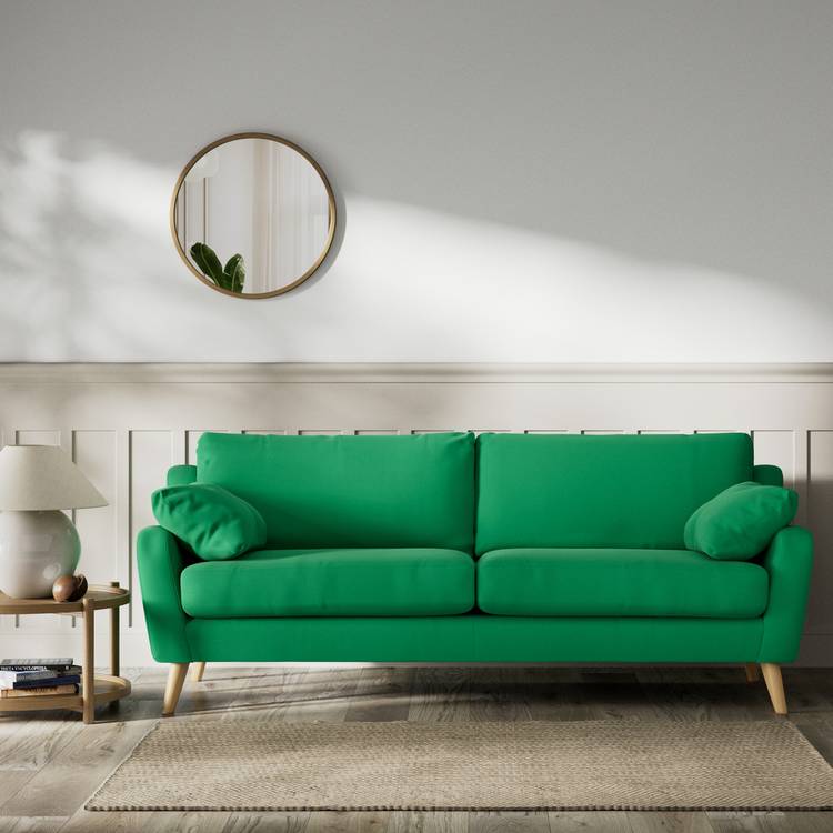 Habitat Lomond Fabric 4 Seater Sofa - Green - Ash Leg 0