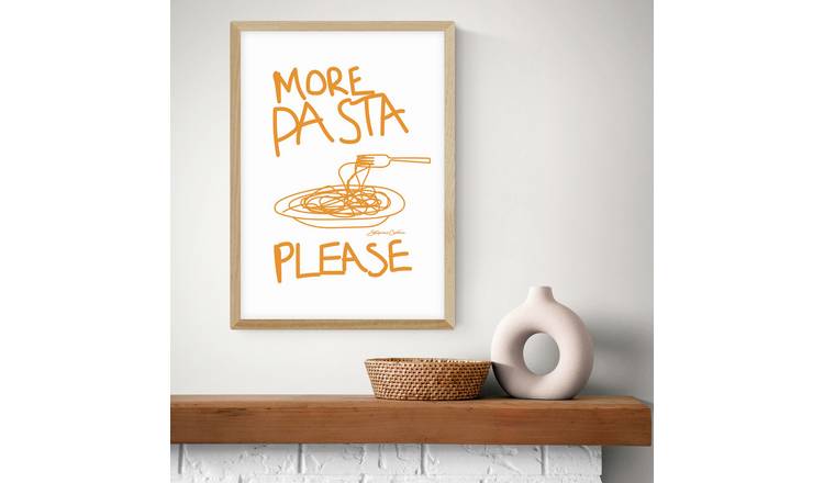 East End Prints More Pasta Please Oak Frame Art Print - A3