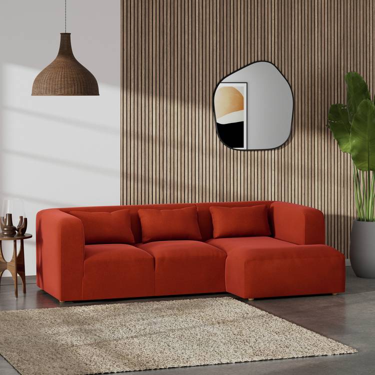 Habitat Lars Right Hand Corner Sofa - Burnt Orange - Ash Leg 0