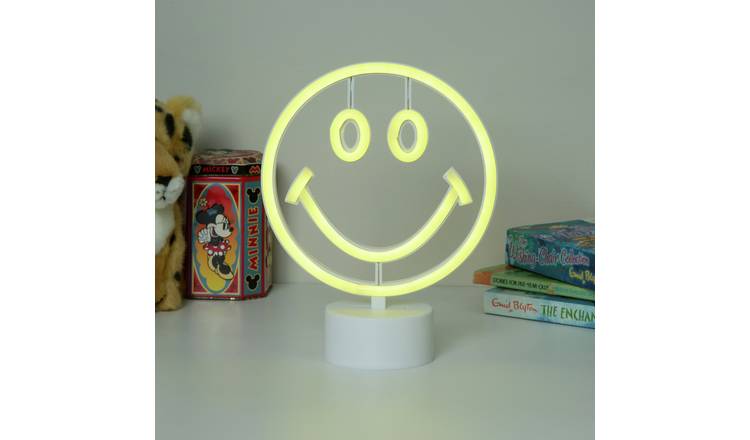 Searchlight Neon Effect Smiley Table Lamp - Yellow