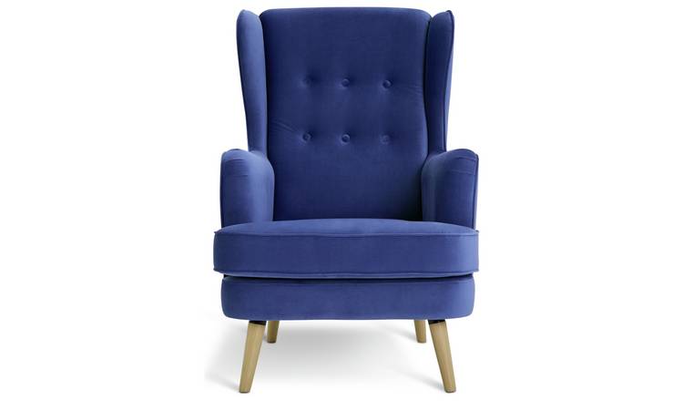 Habitat Callie Velvet Chair - Cornflower Blue