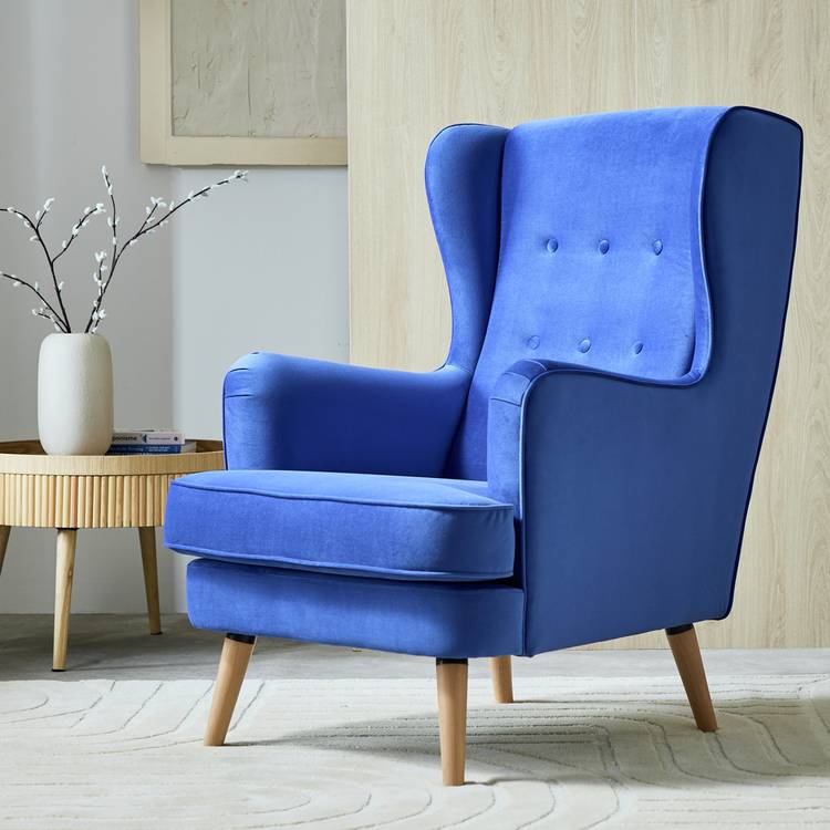 Habitat Callie Velvet Chair - Cornflower Blue 0