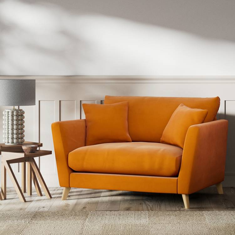 Habitat Lomond Fabric Cuddle Chair - Orange - Ash Leg 0