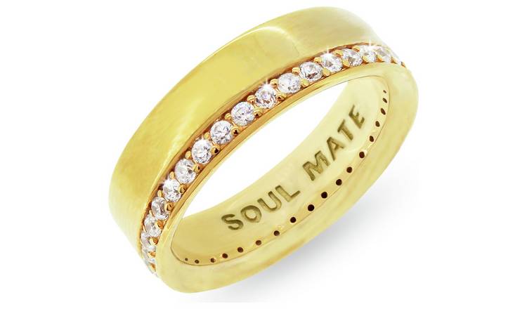 Revere Mens 9ct Gold Plated Silver 'Soul Mate' Ring - U