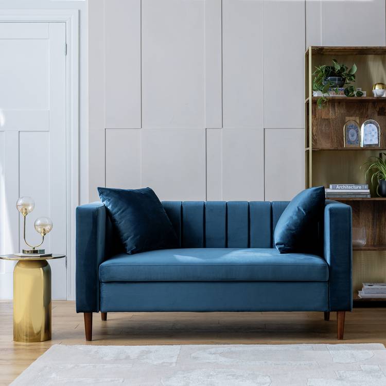 Argos Home Everly Velvet 2 Seater Sofa - Blue 0