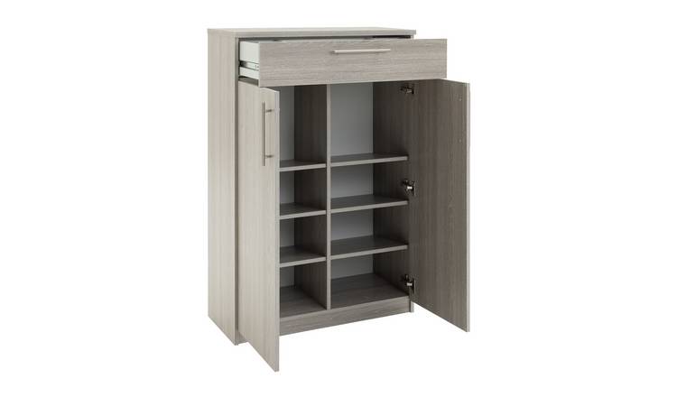 Argos Home Brisbane 2 Door Shoe Storage Cabinet - Grey & Oak