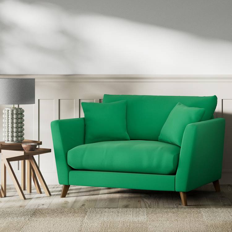 Habitat Lomond Fabric Cuddle Chair - Green - Dark Leg 0