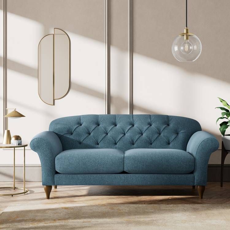 Habitat Brooker Fabric  3 Seater Sofa - Blue - Dark Leg  0