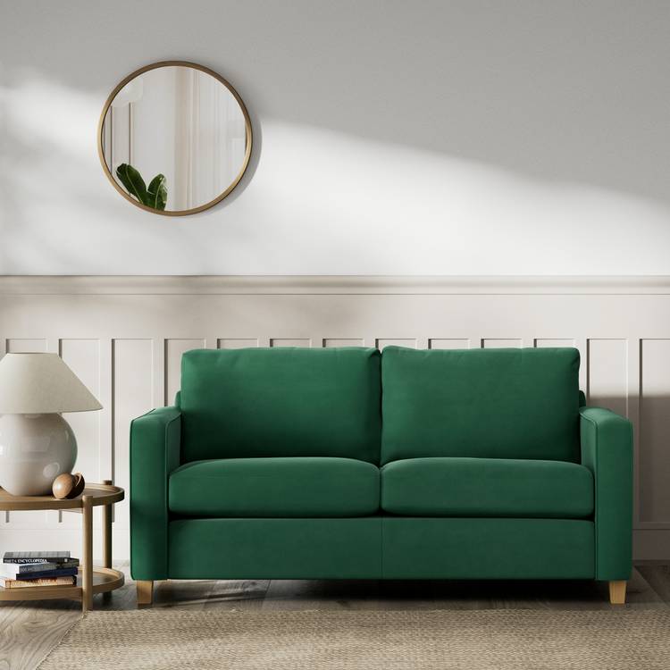 Habitat Flint Fabric 2 Seater Sofa Bed- Green - Ash Leg 0