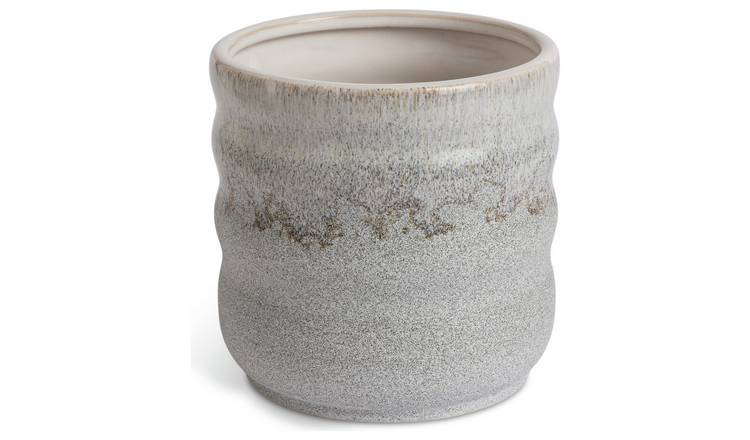  Habitat Large Reactive Glaze Ceramic Planter - Grey