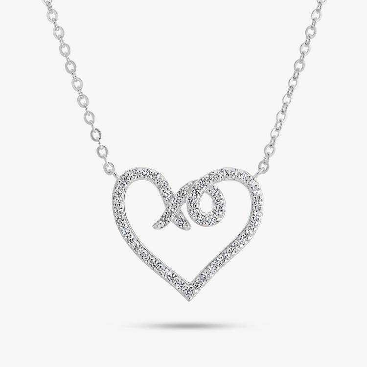 Revere Sterling Silver XO Heart Pendant Necklace  0
