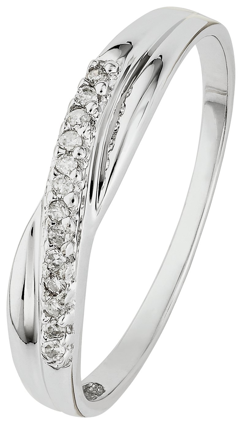 Revere 9ct White Gold 0.05ct Diamond Accent Eternity Ring- N