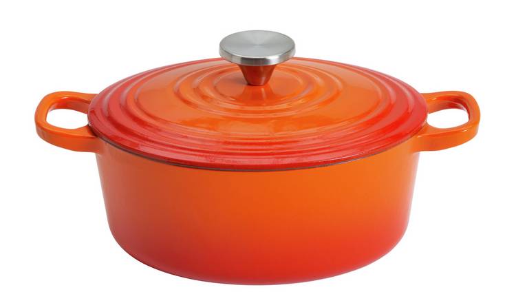 Habitat 4.7 Litre Cast Iron Oval Casserole Dish - Orange