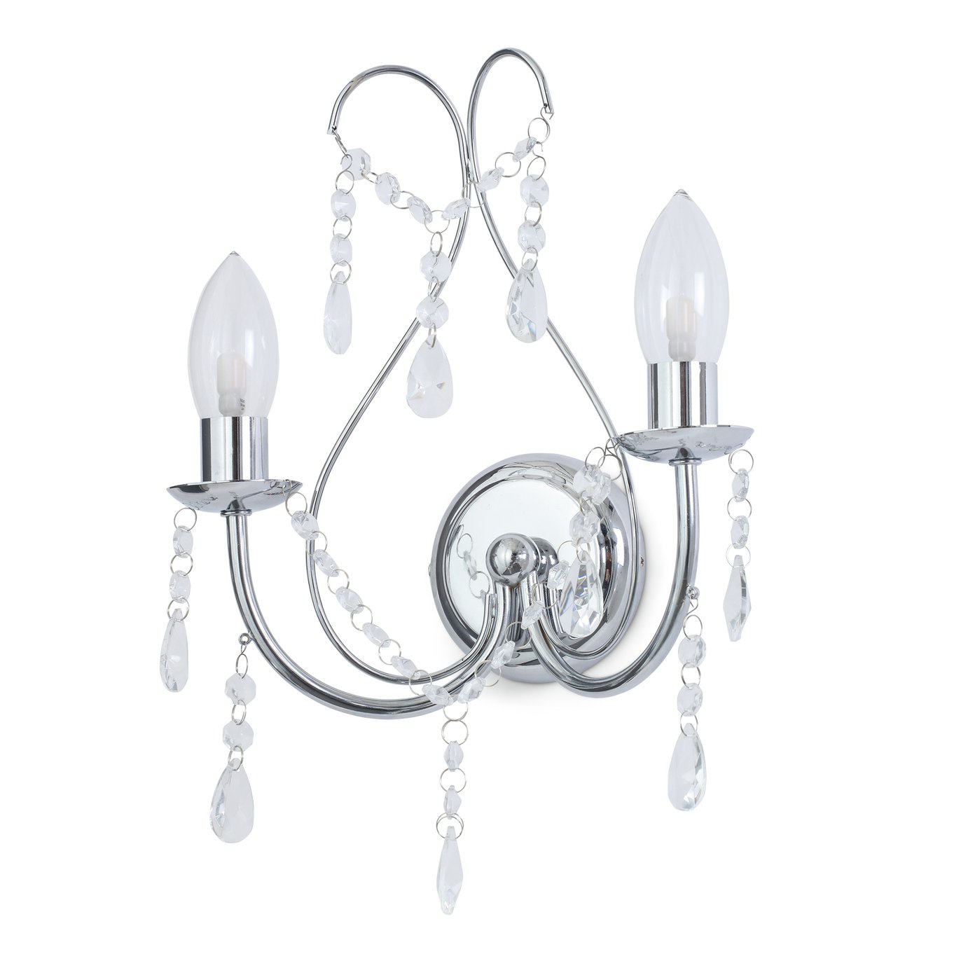 SPA 2 Light Bathroom Chandelier Wall Light -Glass and Chrome Review