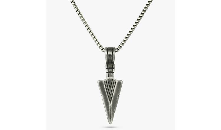 Revere Men's Gunmetal Stainless Steel Spearhead Pendant