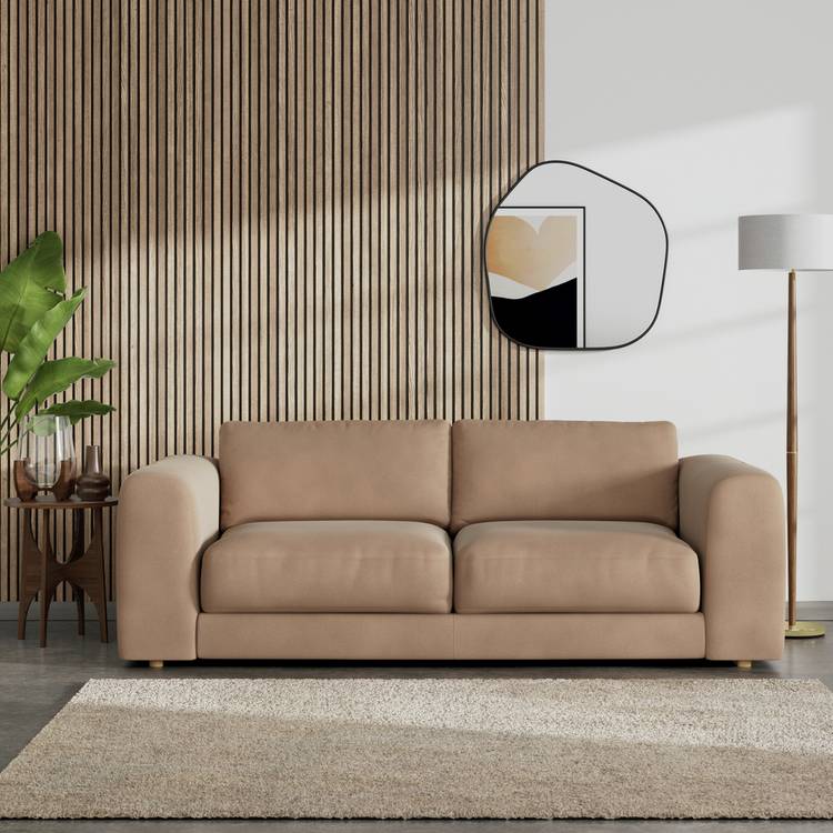Habitat Ayr Large Velvet 3 Seater Sofa - Latte 0