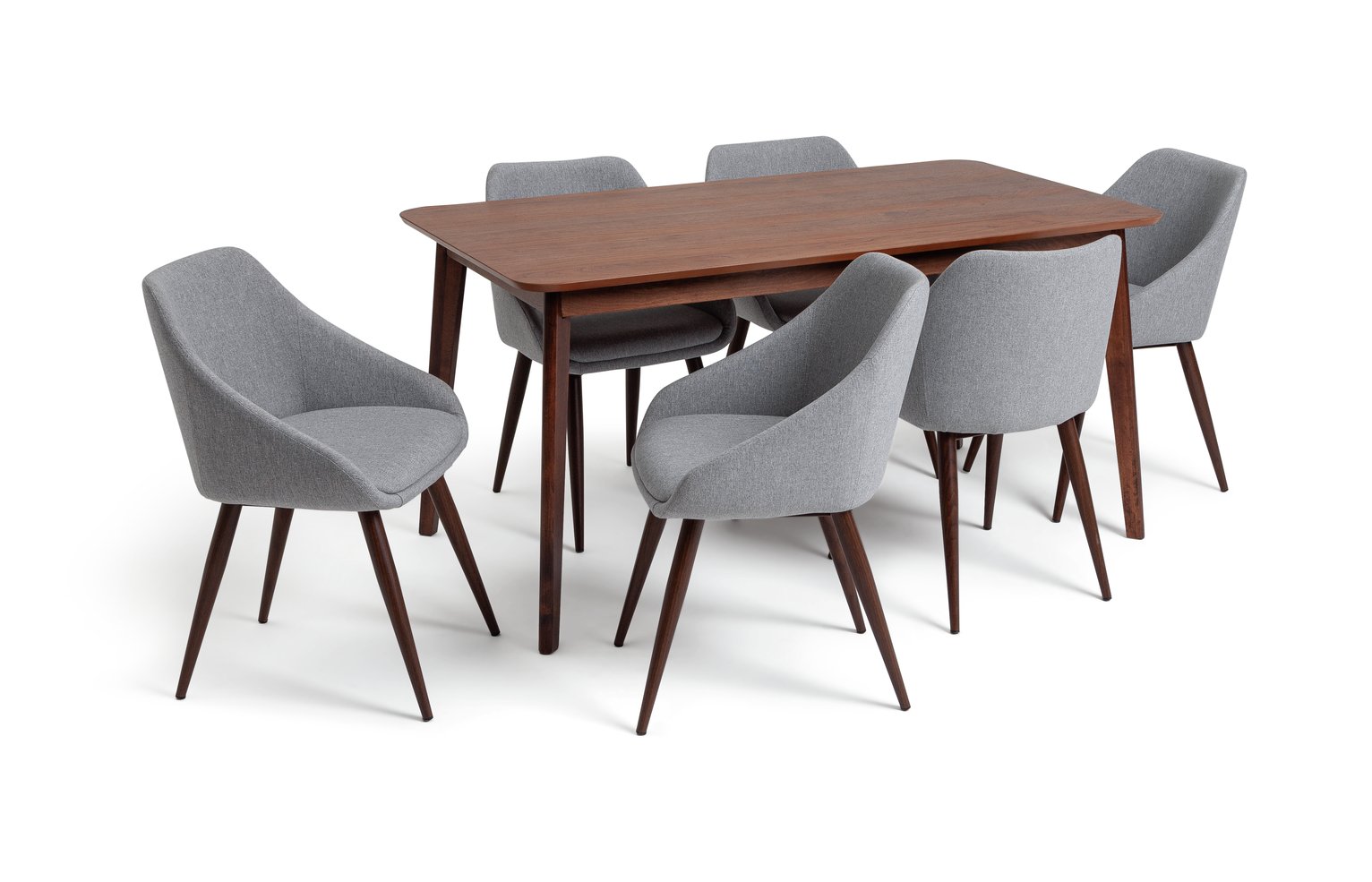 Argos Home Skandi Walnut Veneer Dining Table & 6 Grey Chairs Review