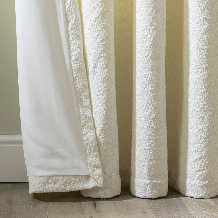 Habitat Boucle Plain Blackout Lined Eyelet Curtains - Cream 0