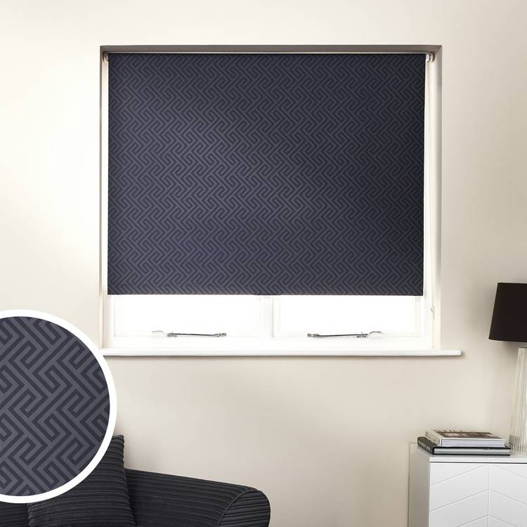 Argos Home Geometric Blackout Navy Roller Blind - 90cm 0