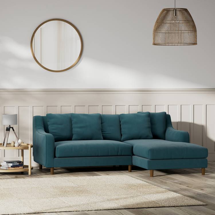 Habitat Swift Right Hand Corner Sofa - Teal - Dark Leg 0