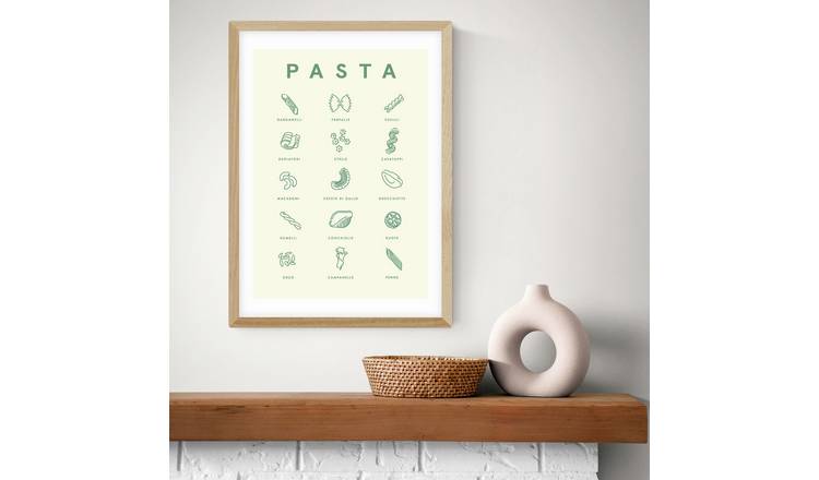 East End Prints Pasta Guide Oak Frame Art Print - A3