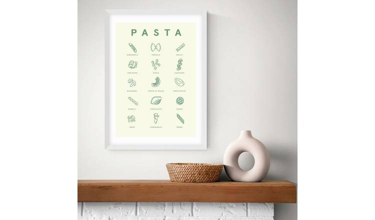 East End Prints Pasta Guide White Frame Art Print - A3