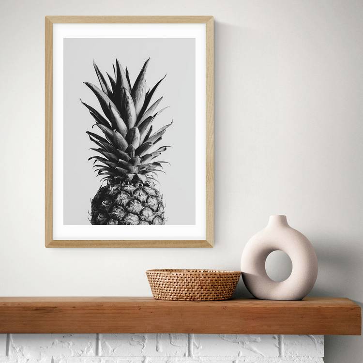 East End Prints Pineapple Oak Frame Art Print - A2 0