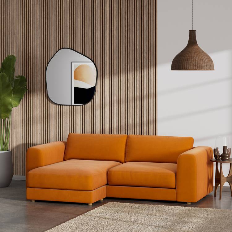 Habitat Ayr Reversible Corner Sofa - Orange - Ash Leg 0