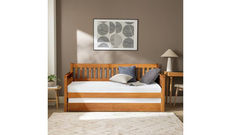 Argos Home Aspley Trundle Day Bed with 2 Mattresses- Oak