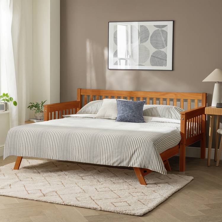 Argos Home Aspley Trundle Day Bed with 2 Mattresses- Oak 0