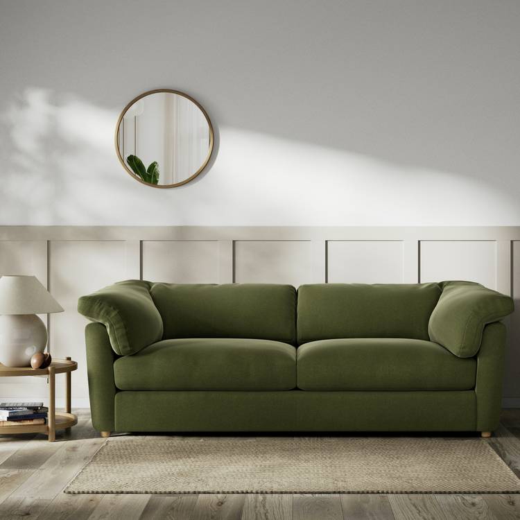 Habitat Wynn Velvet 4 Seater Sofa - Moss Green - Ash Leg 0