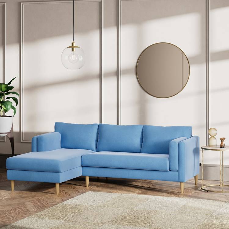 Habitat Newington Left Hand Corner Sofa - Sky Blue - Ash Leg 0