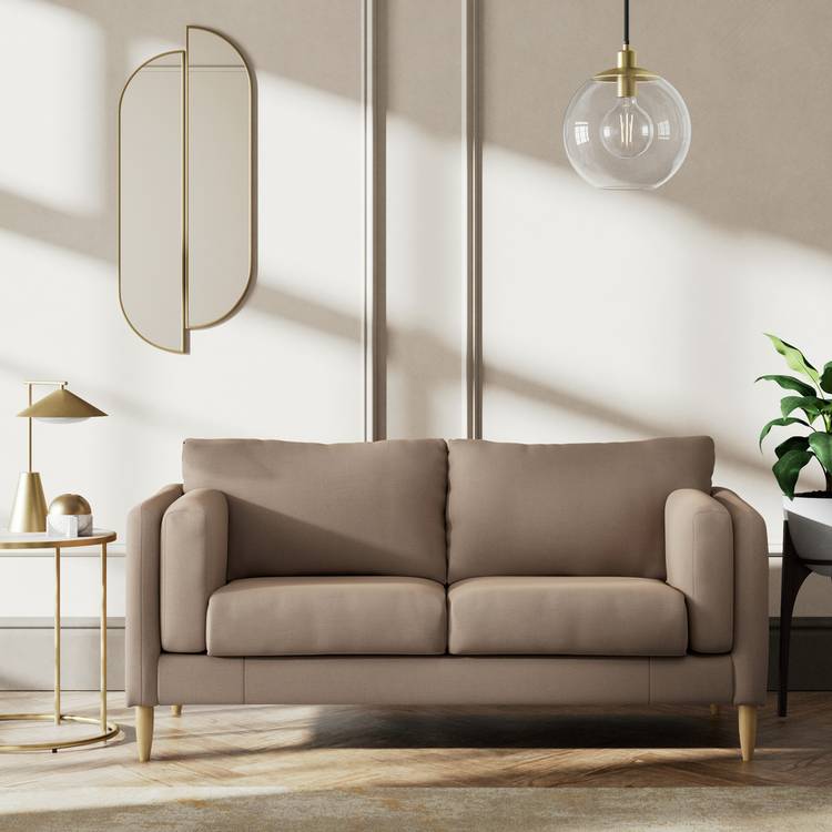 Habitat Newington Fabric 2 Seater Sofa - Biscuit - Ash Leg 0
