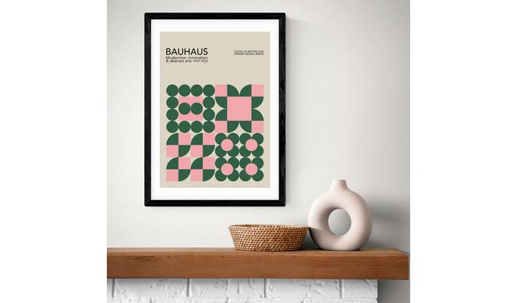 East End Prints Pink Bauhaus Black Frame Art Print - A2