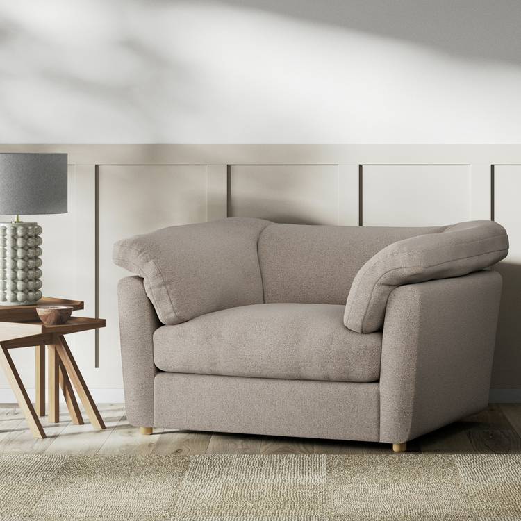 Habitat Wynn Fabric Cuddle Chair - Mocha - Ash Leg 0