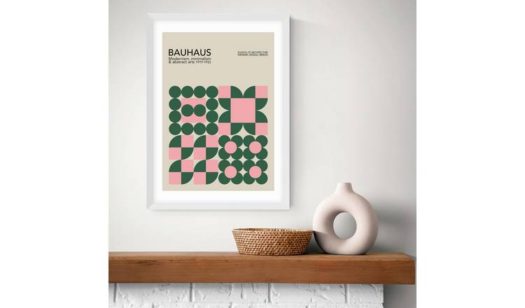 East End Prints Pink Bauhaus White Frame Art Print - A3
