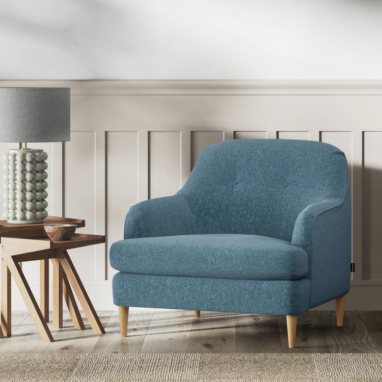 Habitat Frome Fabric Armchair - Blue - Ash Leg 0