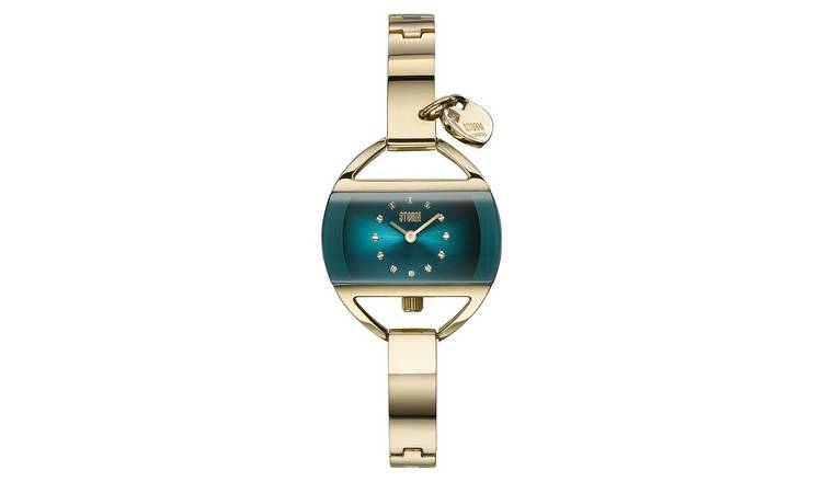 STORM Temptress Charm 21k Gold Plated Strap Teal Dial Watch