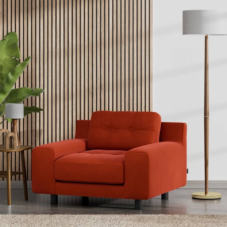 Habitat Hendricks Velvet Armchair - Burnt Orange - Black Leg 0