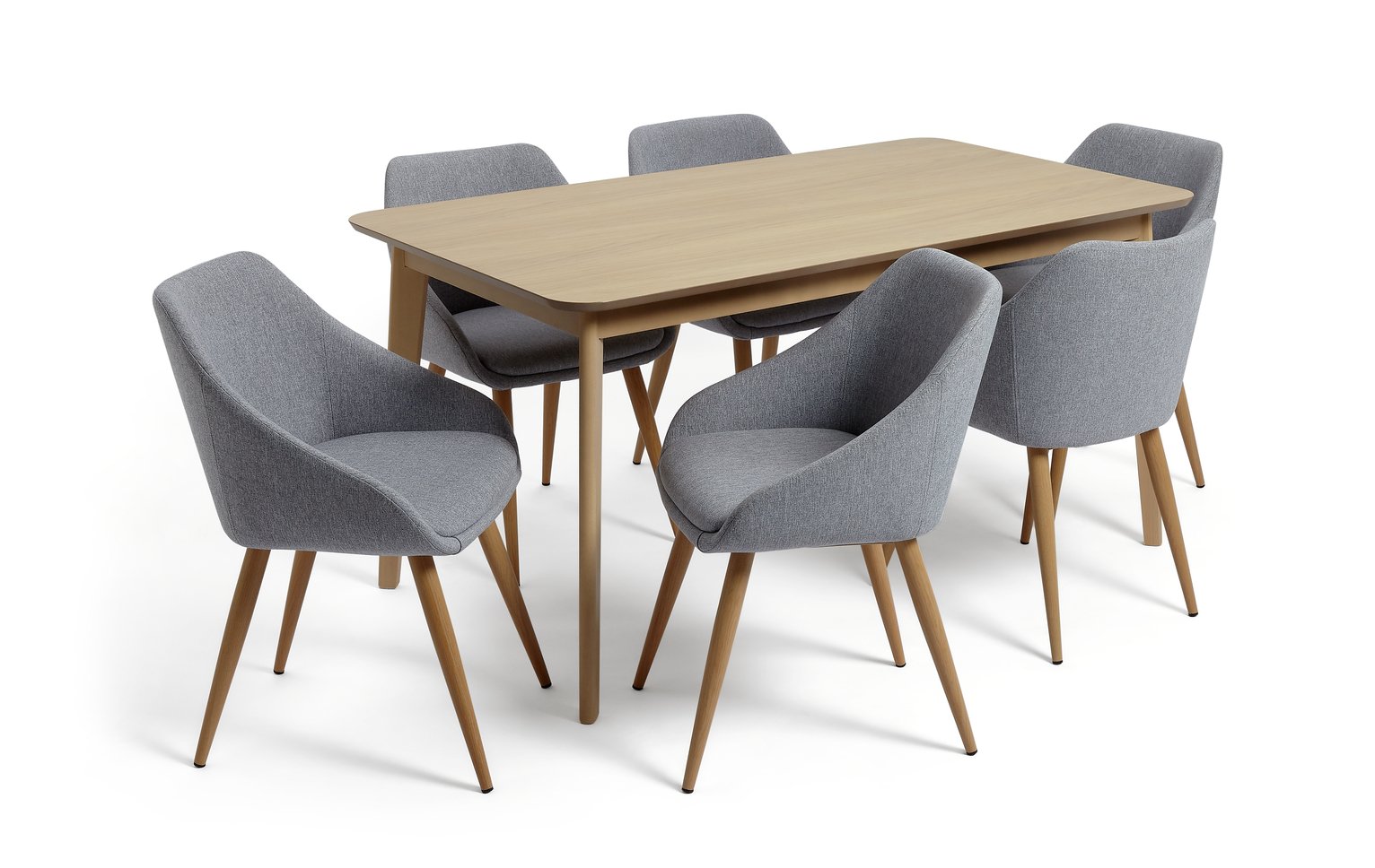 Argos Home Skandi Oak Veneer Dining Table & 6 Grey Chairs Review