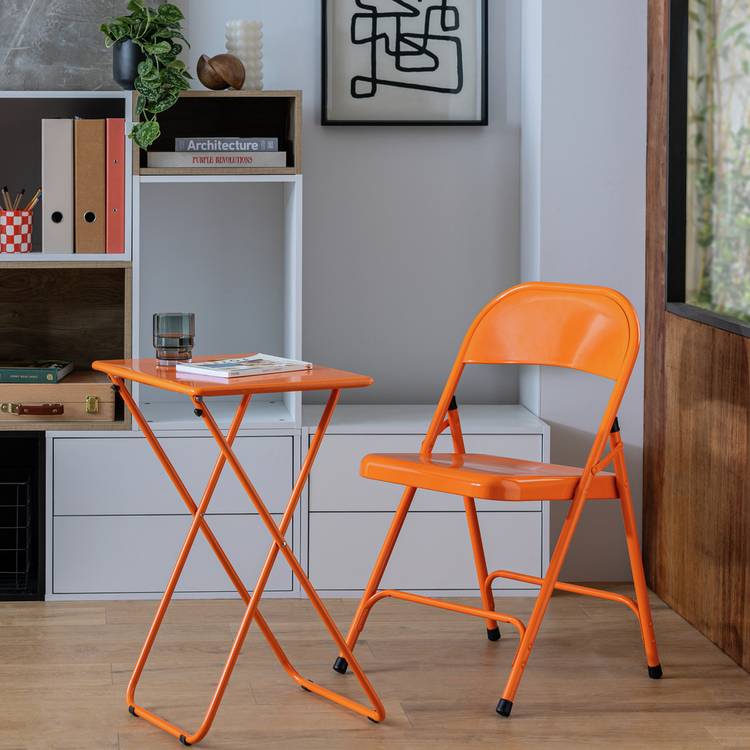 Habitat Airo Metal Folding Side Table - Orange 0