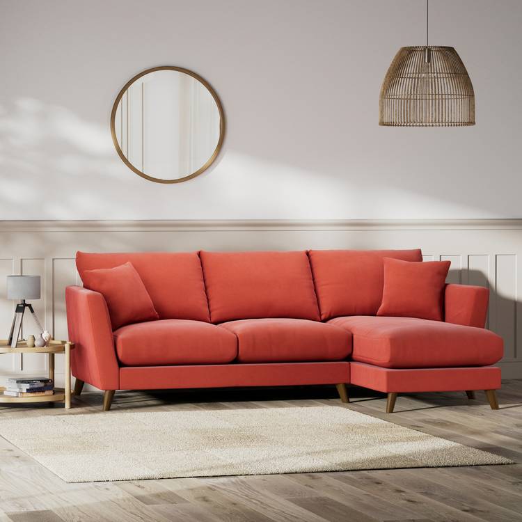 Habitat Lomond Right Hand Corner Sofa - Papaya - Dark Leg 0