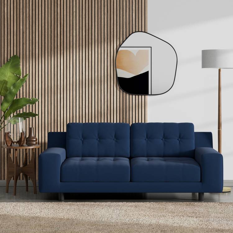 Habitat Hendricks Fabric 2 Seater - Navy - Black Leg 0