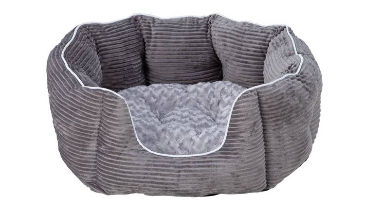 Grey Cord Oval Pet Bed - Large