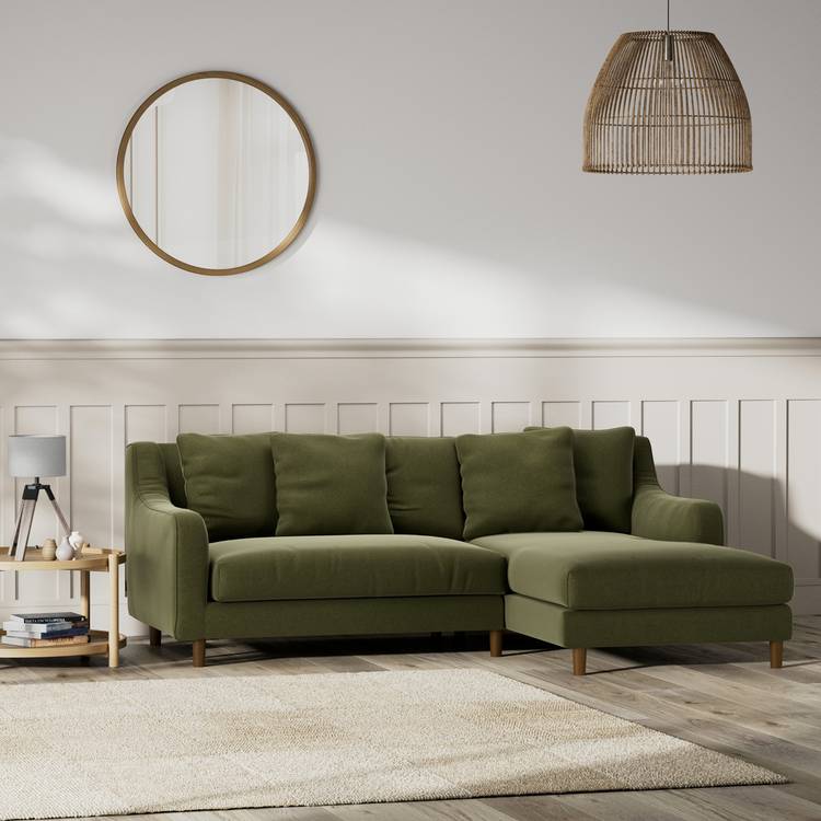 Habitat Swift Right Hand Corner Sofa - Moss Green - Dark Leg 0