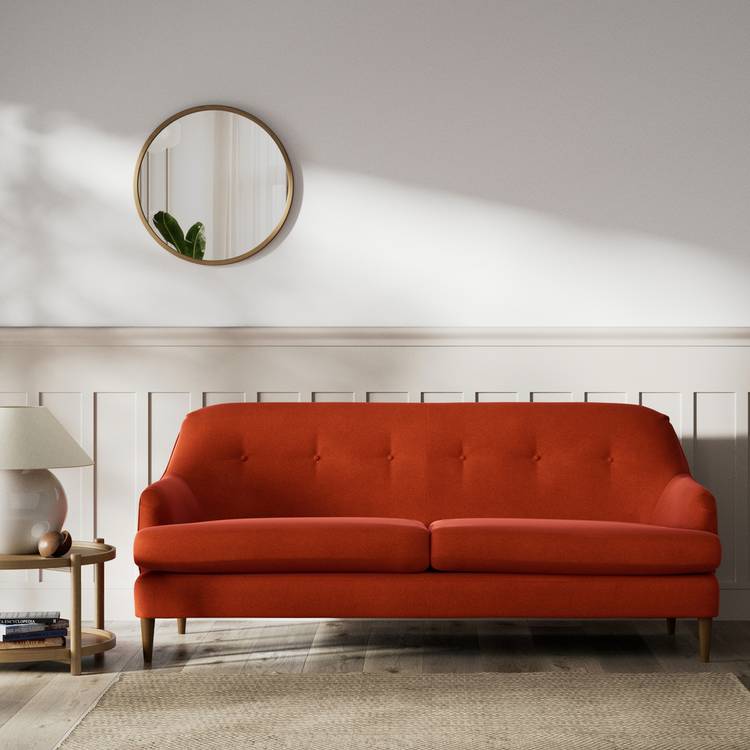 Habitat Frome Velvet 3 Seater Sofa - Burnt Orange - Dark Leg 0