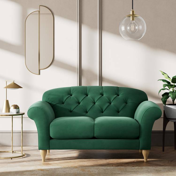 Habitat Brooker Fabric  2 Seater Sofa - Green - Ash Leg 0