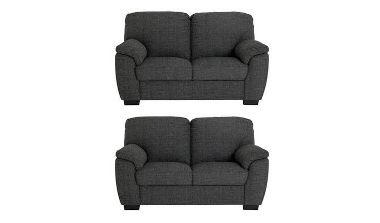 Argos Home Milano Pair of Fabric 2 Seater Sofa - Charcoal